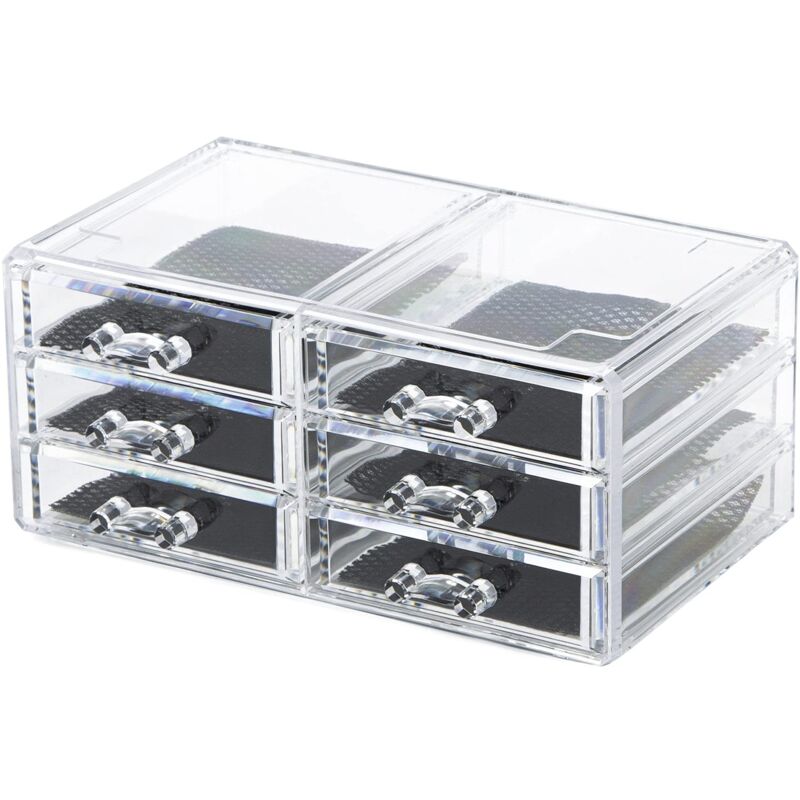 foto del prodotto bijoux organizer 6 cassetti, polistirene trasparente, 23.8 x 15 x h. 11 cm, ran6044 compactor