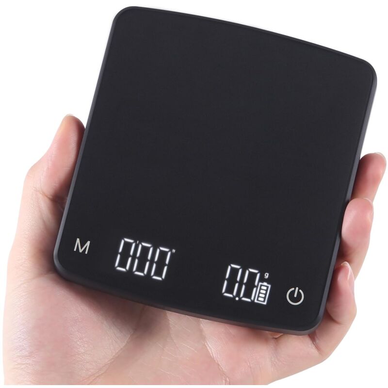 foto del prodotto bilancia da caff con timer automatico per caff espresso e caff versato, 2 kg 0,1 g, ricaricabile tipo c, funzione tara