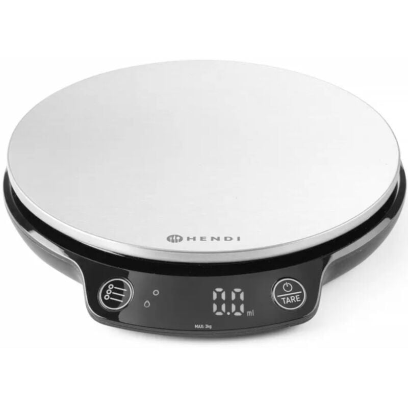 foto del prodotto bilancia da cucina digitale, display led digitale, alta precisione, max. 3 kg, 3 batterie aaa 1,5 v incluse, 165x180x h 31 mm, abs, acciao inox