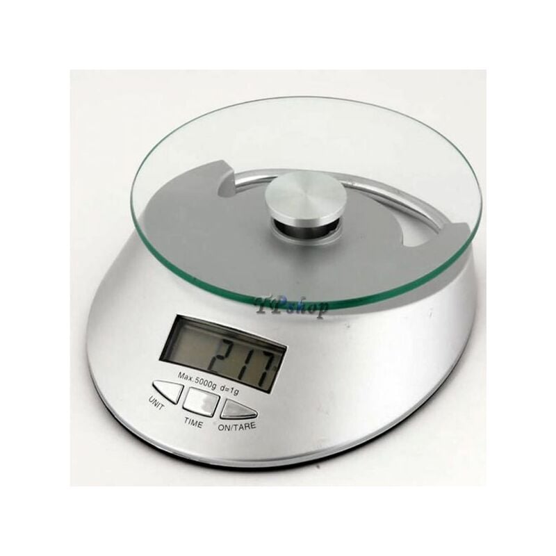 foto del prodotto bilancia da cucina digitale precisione da 1gr a 5kg con ripiano piatto in vetro