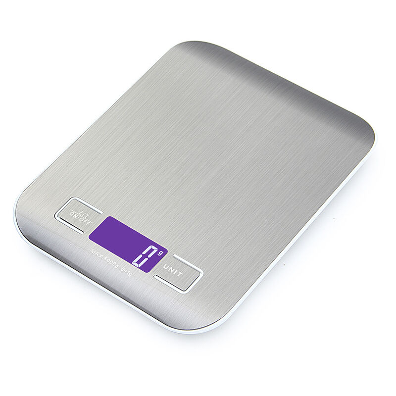 foto del prodotto bilancia da cucina elettronica 5kg 1g bilancia digitale in acciaio inox con display lcd e funzione tara, bilancia con 4 unit di misura, pesatura
