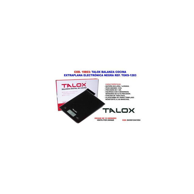 foto del prodotto bilancia da cucina extra piatta talox nera da 1 g a 5 kg tgks 1283