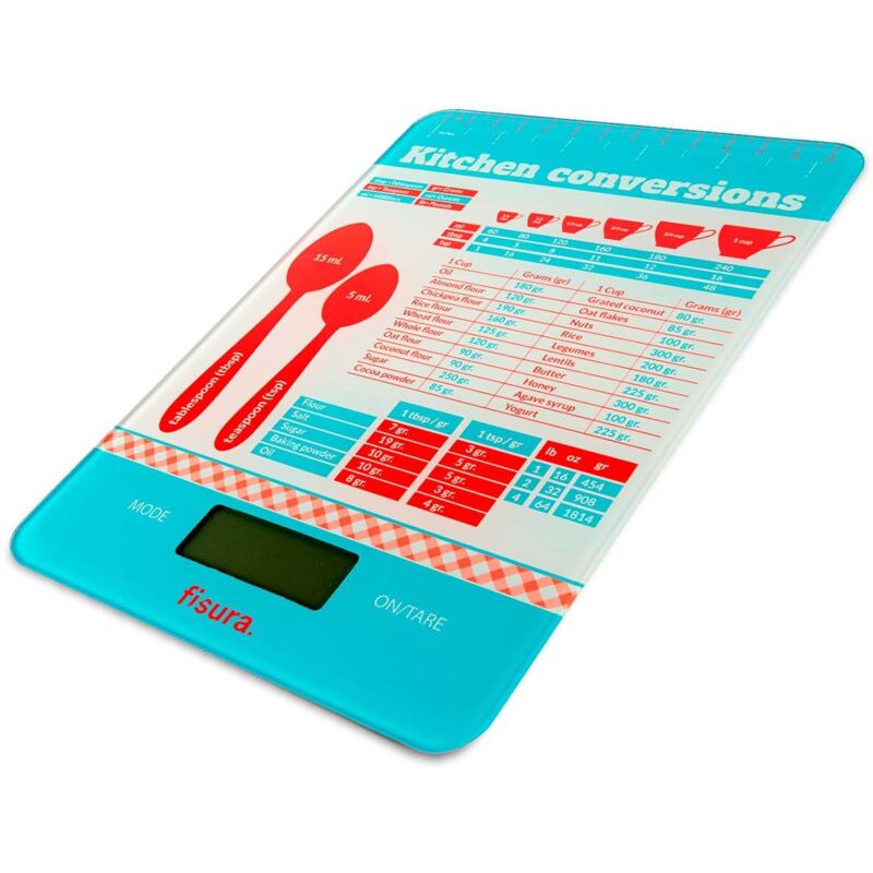foto del prodotto bilancia digitale da cucina misure da forno . bilancia elettronica originale 5kg 11lbs. bilancia alimentare multifunzione. vetro e abs. 15 x 22