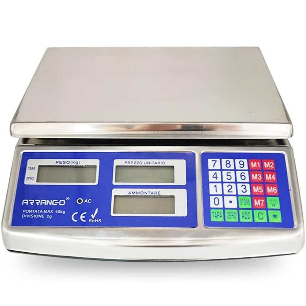 foto del prodotto bilancia elettronica professionale digitale 40kg acciaio da banco divisione 2g ab57118