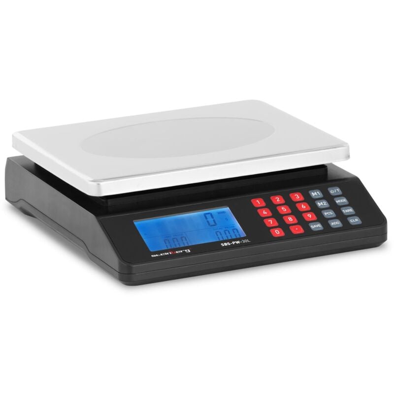 foto del prodotto bilancia per il controllo delle verdure bilancia da negozio peso prezzo da passeggio 30 kg 1 g, piattaforma di pesata 215 x 175 mm, display lcd a