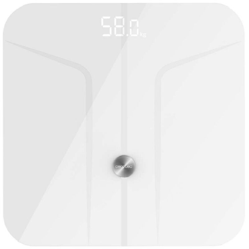 foto del prodotto bilancia pesapersone con funzione di bioimpedenza, connessione bluetooth e superficie in vetro temperato ad alta sicurezza. - cecotec