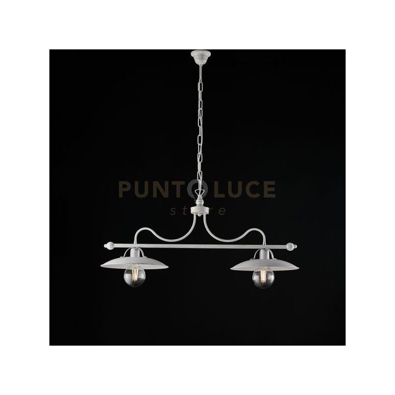 foto del prodotto bilanciere cantina stile industrial 2 luci ferro bianco argento