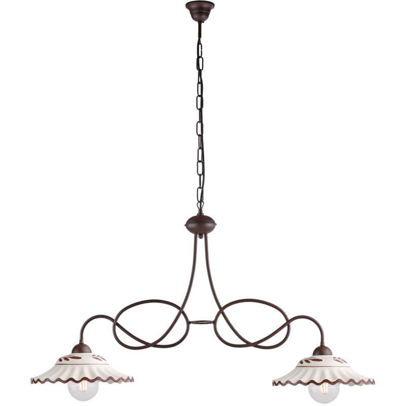 foto del prodotto bilanciere country chic bistrot 2 luci ruggine con ceramica vietrese
