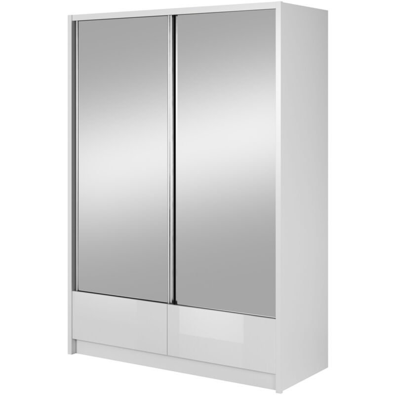 foto del prodotto bim furniture aria ii 154 cm armadio scorrevole a 2 ante specchio bianco lucido