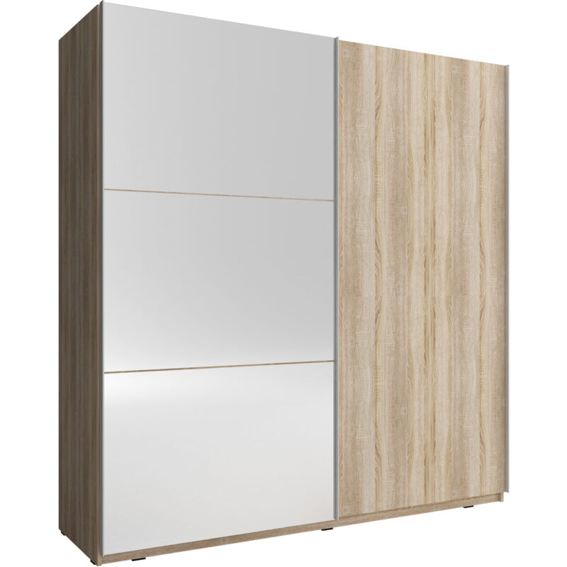 foto del prodotto bim furniture armadio a 2 ante scorrevoli a specchio mika ii 150 cm rovere sonoma