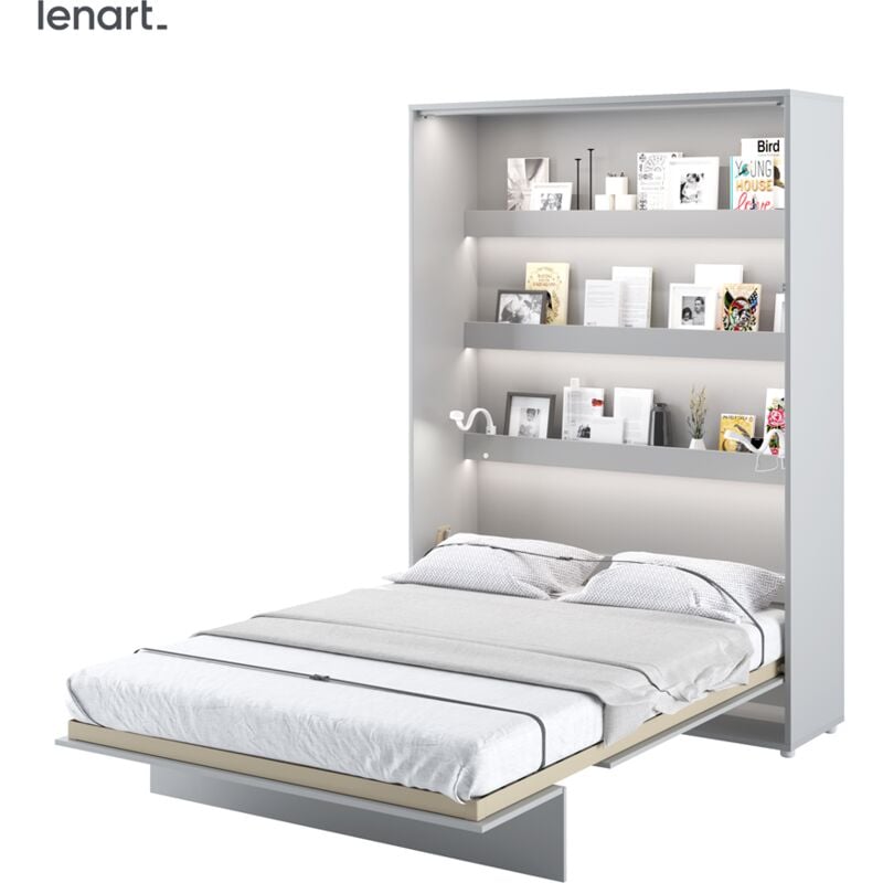 foto del prodotto bim furniture - lenart letto a scomparsa bed concept 01 140x200 verticale grigio opaco