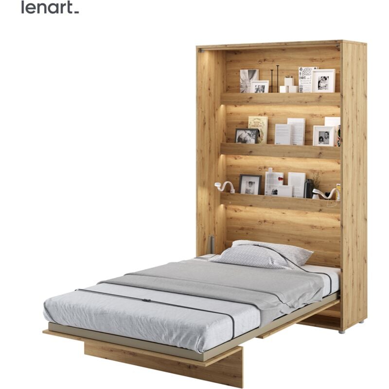 foto del prodotto bim furniture lenart letto a scomparsa bed concept 02 120x200 verticale in rovere lavorato a mano
