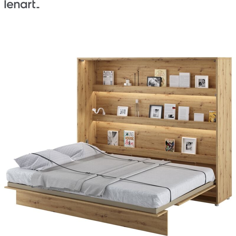 foto del prodotto bim furniture lenart letto a scomparsa bed concept 14 160x200 orizzontale in rovere lavorato a mano