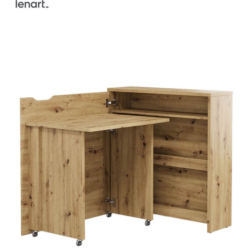 foto del prodotto bim furniture lenart work concept slim cw 02l scrivania allungabile con ripiani lato sinistro piano 79 cm rovere artigianale