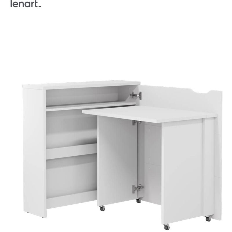 foto del prodotto bim furniture lenart work concept slim cw 02p scrivania allungabile con ripiani lato destro piano 79 cm bianco lucido