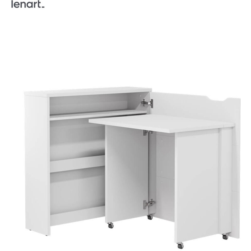 foto del prodotto bim furniture lenart work concept slim cw 02p scrivania allungabile con ripiani lato destro piano 79 cm bianco opaco