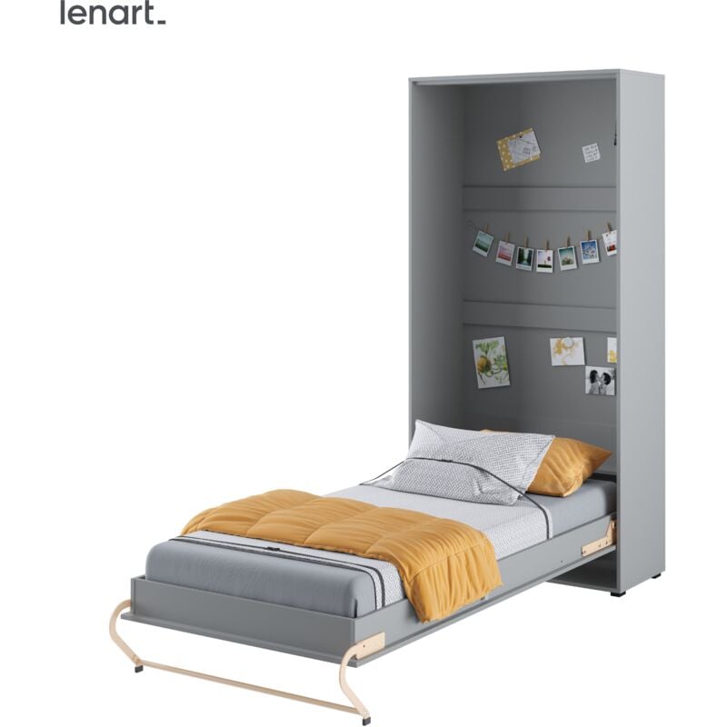 foto del prodotto bim furniture - letto a scomparsa lenart concept pro cp03 90x200 verticale grigio opaco