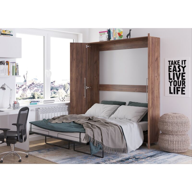 foto del prodotto bim furniture letto a scomparsa teddy 160x200cm verticale tabacco fatto a mano