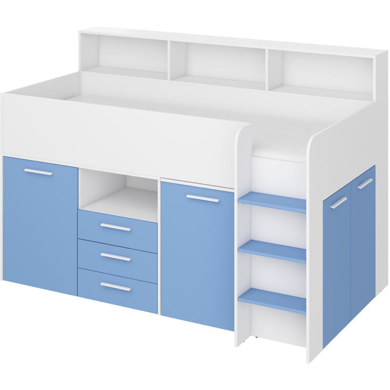 foto del prodotto bim furniture letto a soppalco con scrivania neo diritta bianco blu