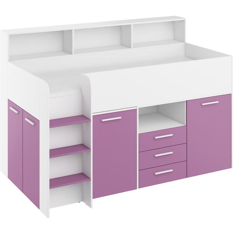 foto del prodotto bim furniture letto a soppalco con scrivania neo diritta bianco lavanda