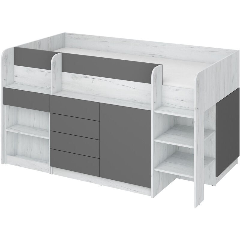 foto del prodotto bim furniture letto a soppalco con scrivania neo left bianco blu
