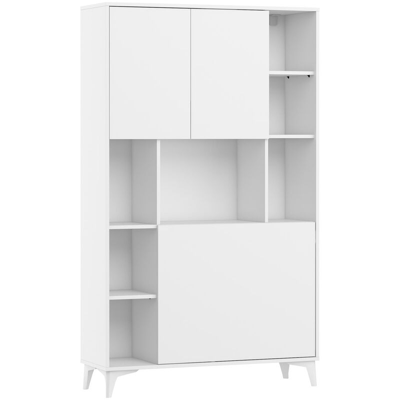 foto del prodotto bim furniture megan 2 scrivania pieghevole bianco lucido libreria