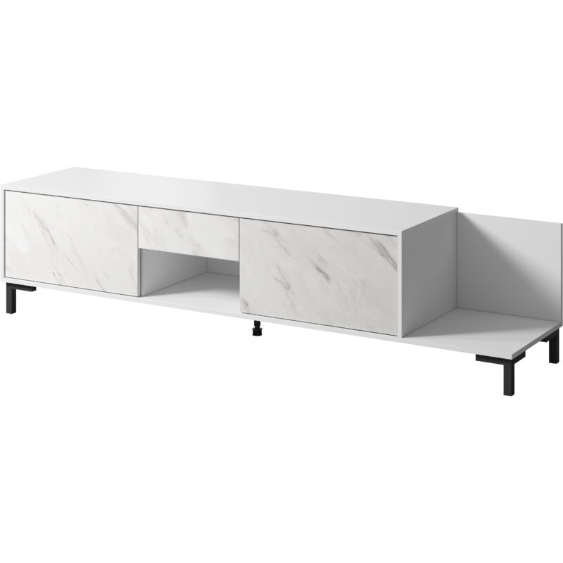 foto del prodotto bim furniture mobile tv marmo 195 cm 2d1sk bianco opaco marmo bianco