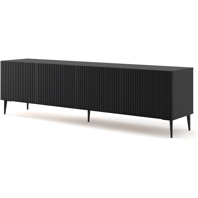 foto del prodotto bim furniture mobile tv ravenna b 200 cm 4d fresato nero opaco piedini
