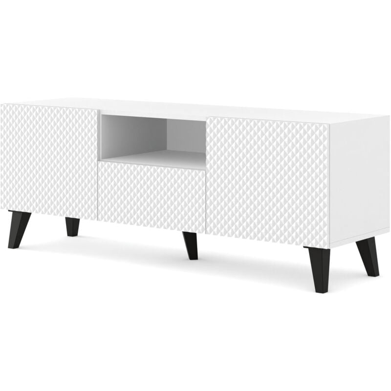 foto del prodotto bim furniture mobile tv ravenna c 150 cm 2d1s bianco lucido, piedi neri
