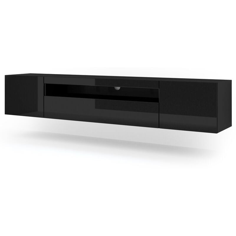 foto del prodotto bim furniture porta tv aura 200 cm nero opaco nero lucido