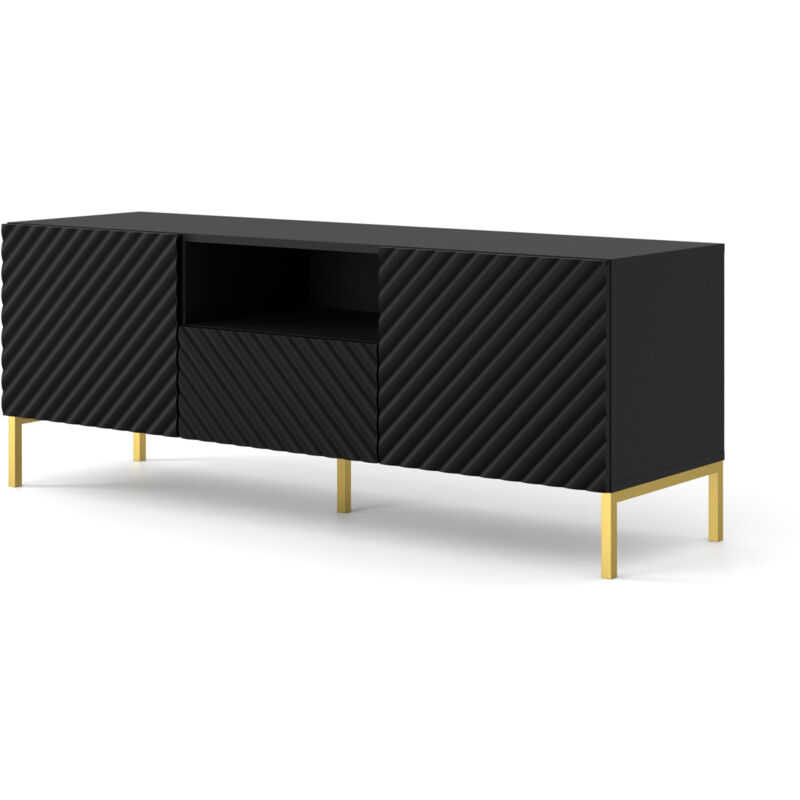 foto del prodotto bim furniture supporto tv surf 150 cm 2d1s fresato nero opaco piedini