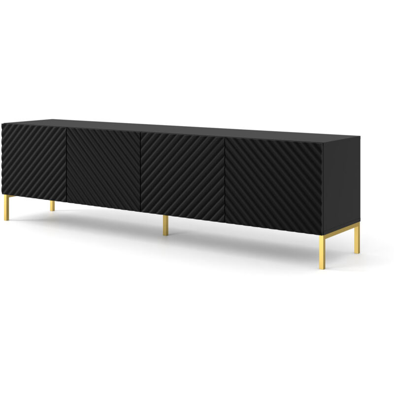 foto del prodotto bim furniture supporto tv surf 200 cm fresato 4d nero opaco piedini