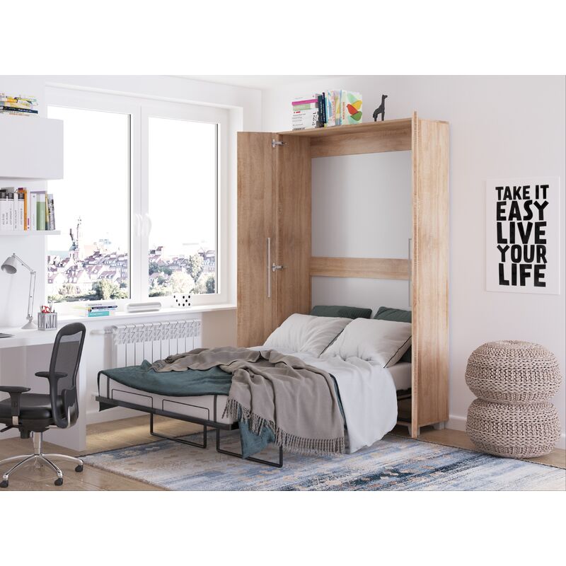 foto del prodotto bim furniture teddy letto a scomparsa 120x200cm verticale rovere sonoma