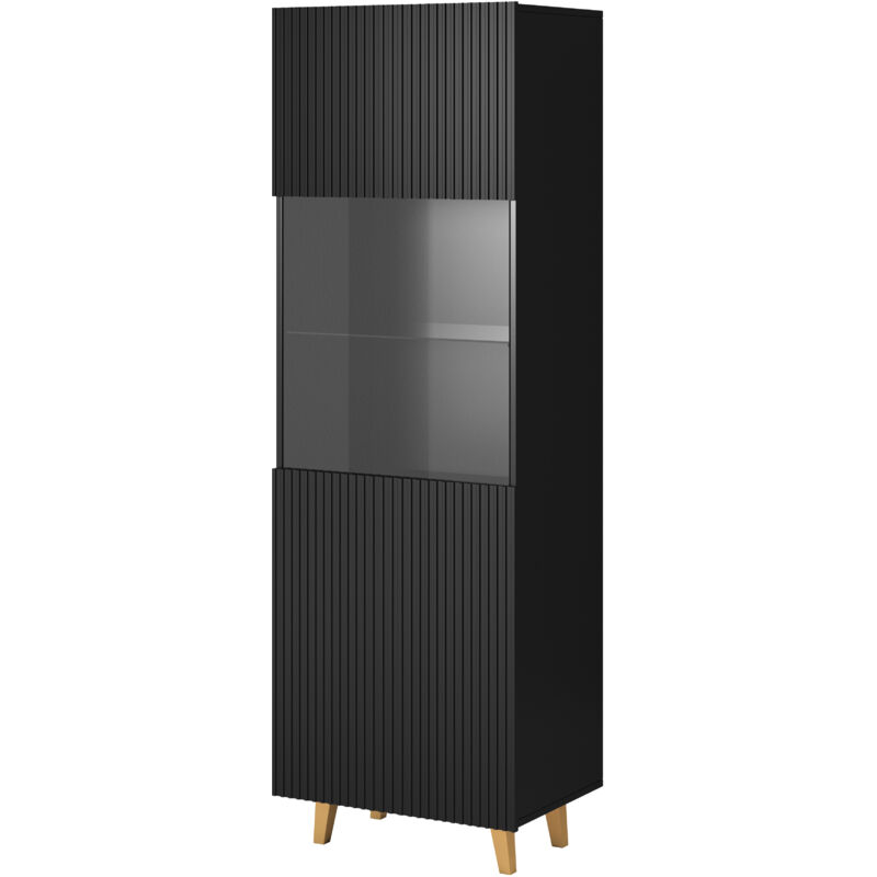 foto del prodotto bim furniture vetrina pafos 182 cm nero opaco piedi oro