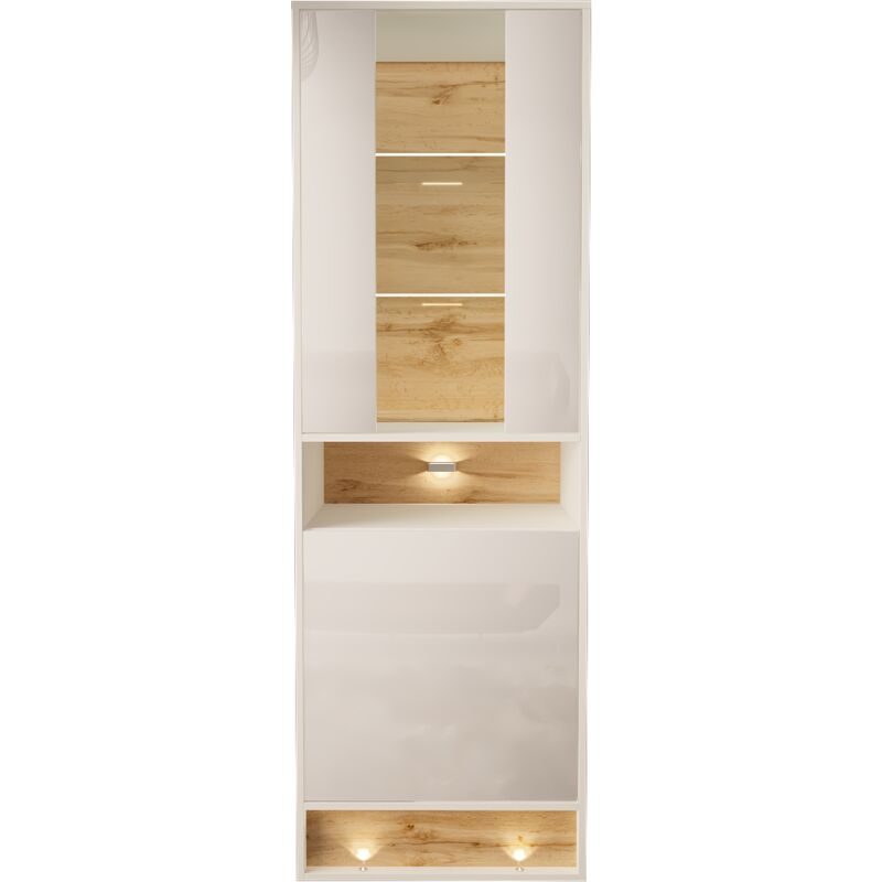 foto del prodotto bim furniture vetrina visionary 180 cm bianco lucido rovere wotan
