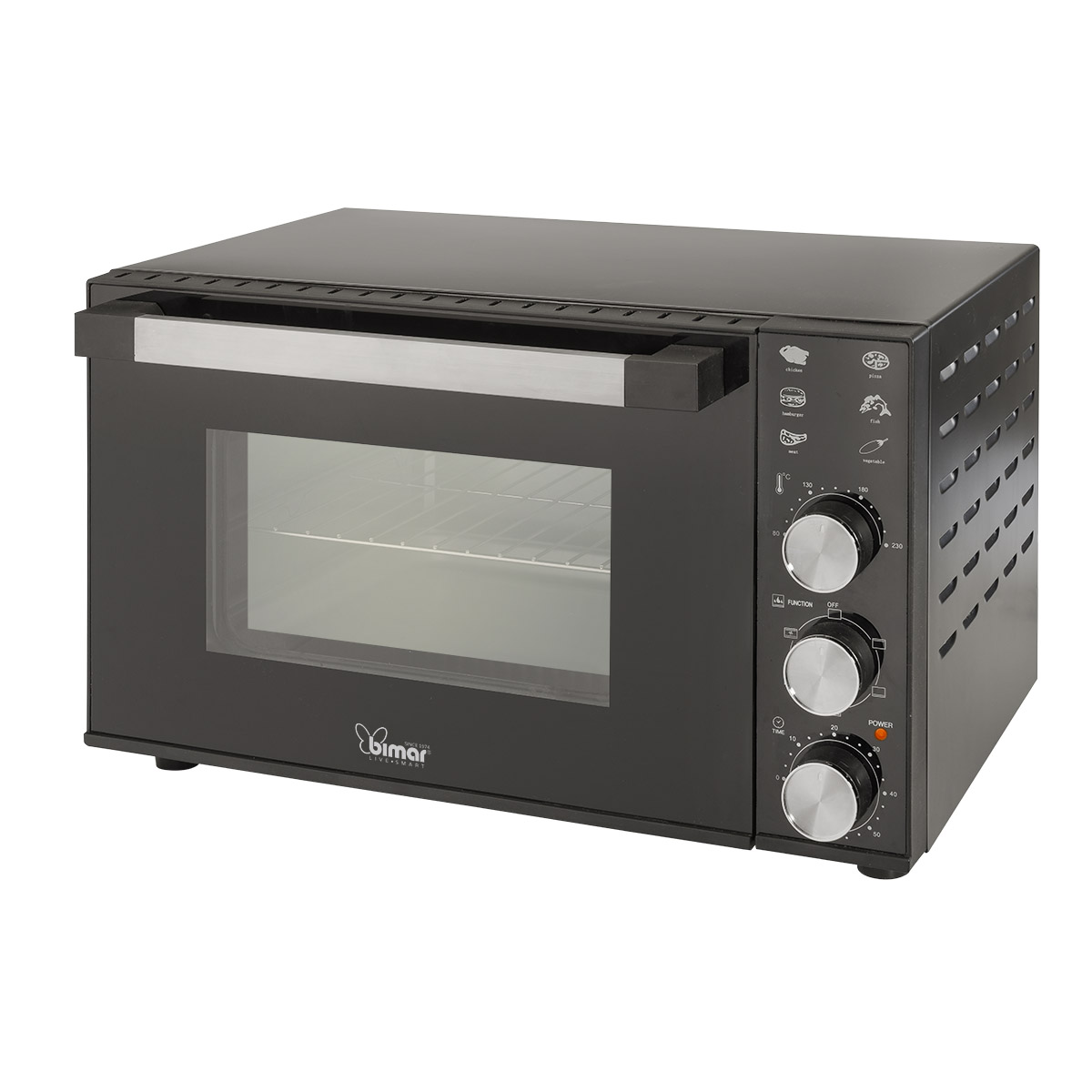 foto del prodotto bimar forno elettrico 30 litri b300, prontoforno elettrico ventilato, cottura combinata o statica, timer, pareti autopulenti potenza 1800w, doppio vetro.luce interna.termostato regolabile