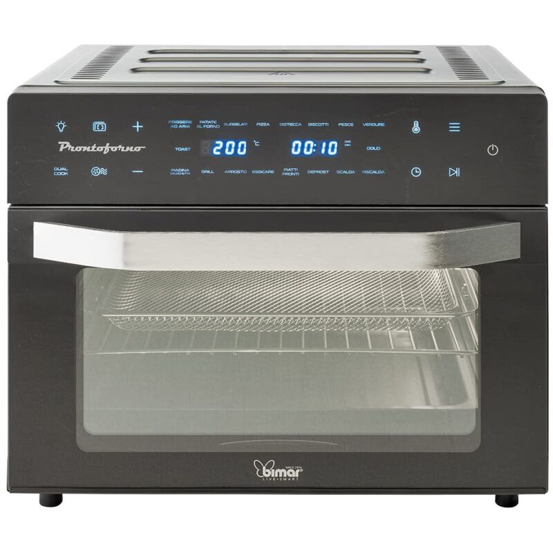 foto del prodotto bimar friggitrice ad aria in acciaio inox 30 litri, forno elettrico digitale ventilato, statico e air fry, friggitrice aria calda, 18 programmi