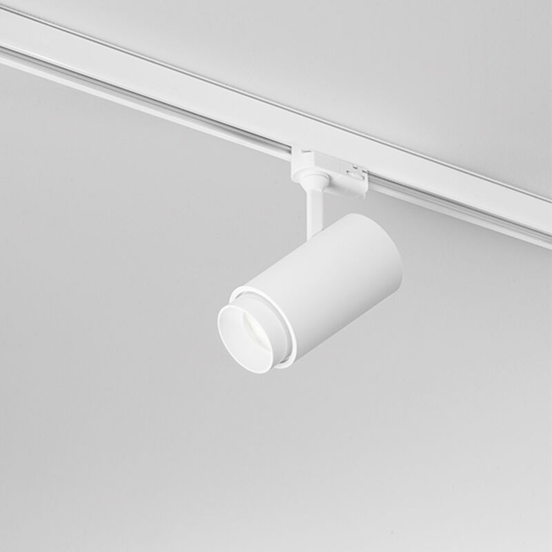 foto del prodotto binario faretto in alluminio colore bianco per binario trifase orientabile led 20w 2305lm 3000k d.7,5cm