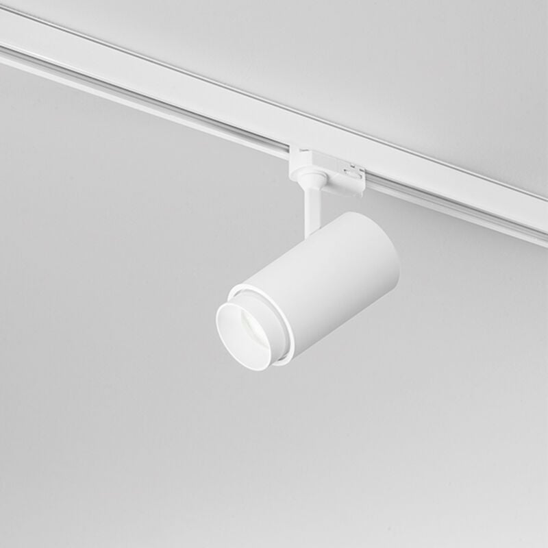 foto del prodotto binario faretto in alluminio colore bianco per binario trifase orientabile led 30w 3151lm 4000k d.8cm