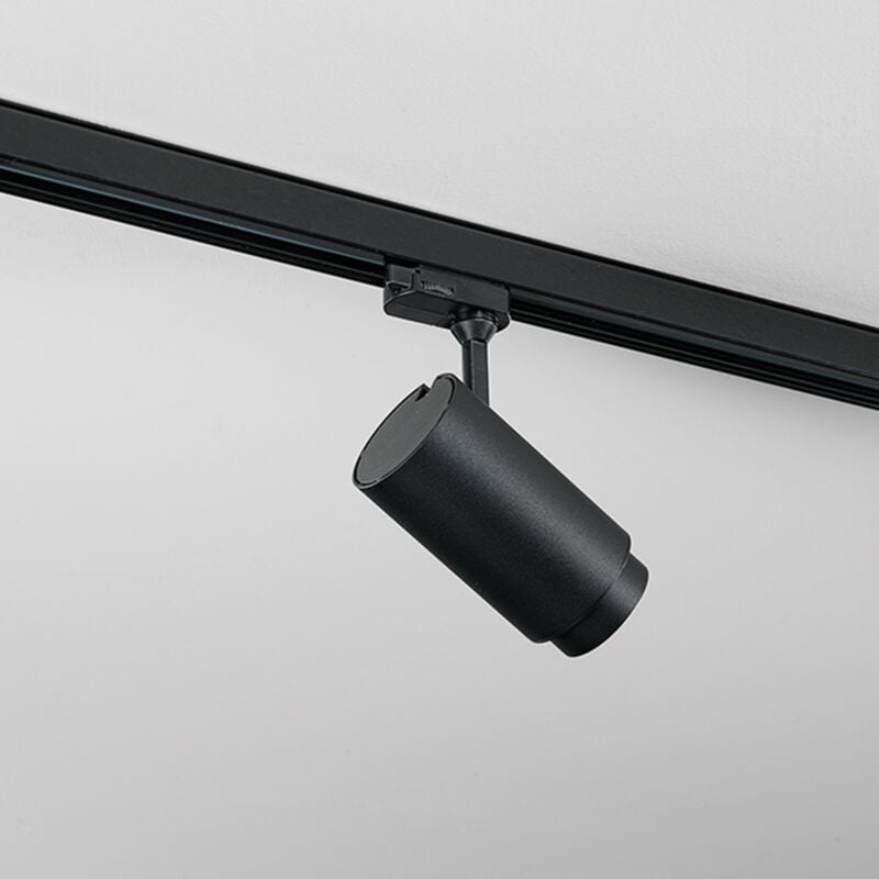 foto del prodotto binario faretto in alluminio colore nero per binario trifase orientabile led 30w 2898lm 3000k d.8cm