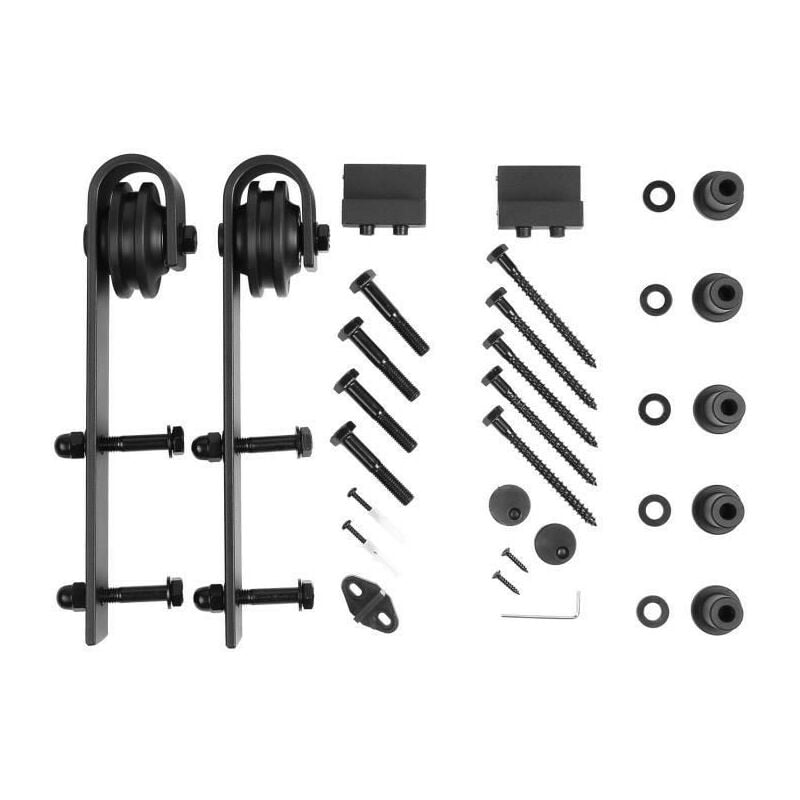 foto del prodotto binario per porta scorrevole kit,acciaio scivolante barn hardware door kit 183cm nero