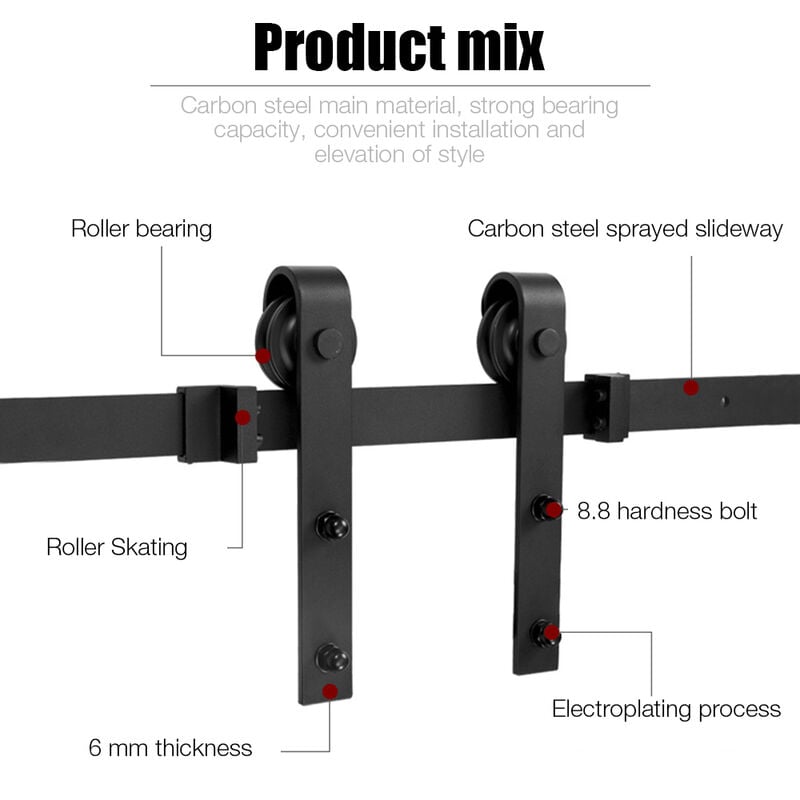foto del prodotto binario per porta scorrevole kit,acciaio scivolante barn hardware door kit, scorrevole porta 300cm