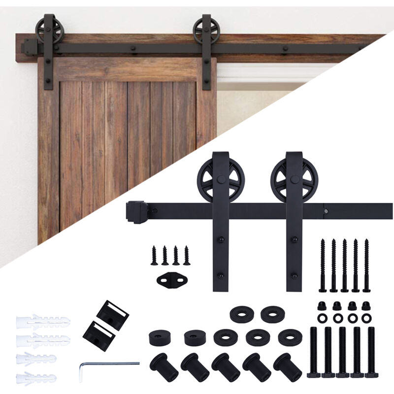 foto del prodotto binario per porta scorrevole kit per porta scorrevole set guide di scorrimento per porta in legno kit di ferramenta per porta 2.0m 6.6ft