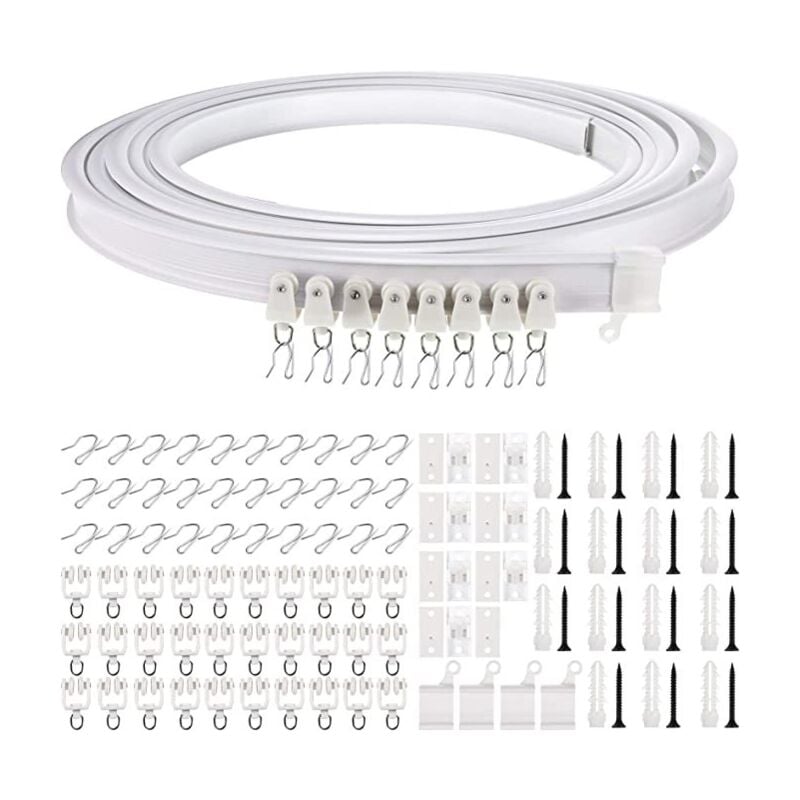 foto del prodotto binario per tenda da soffitto flessibile e curvo, staffa a barra singola pieghevole per parete divisoria, finestra, soffitto montaggio superiore 5
