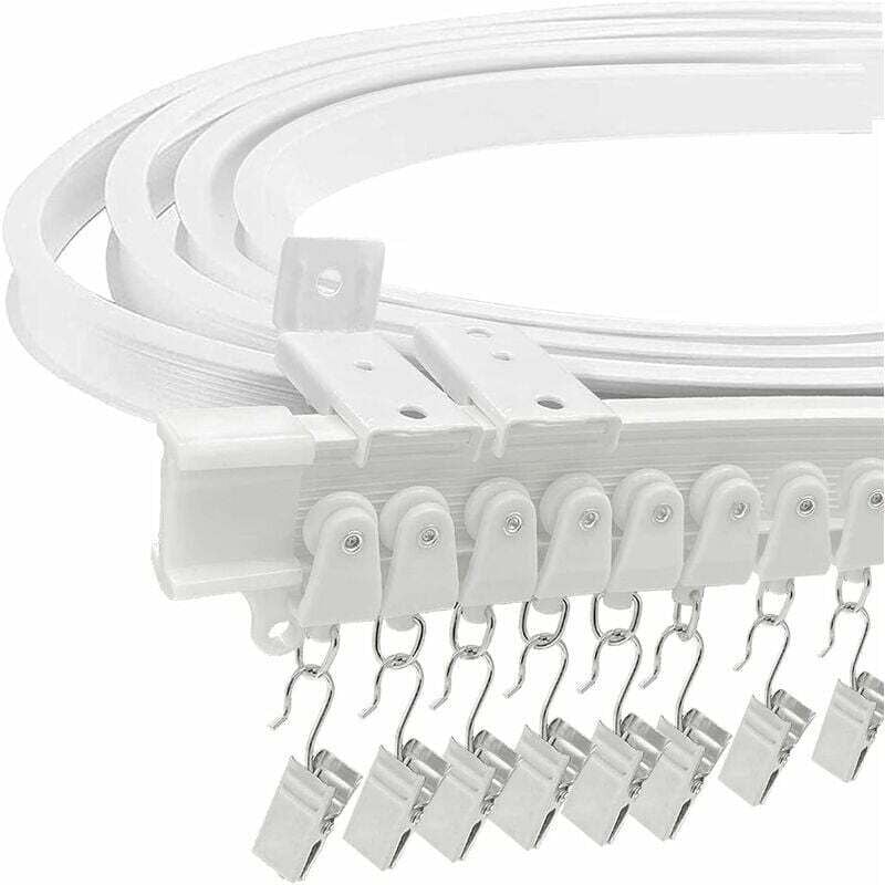 foto del prodotto binario per tende 3m bastone per tende flessibile binario per tende flessibile con 24 ganci per tende e 24 pulegge per balcone finestra a golfo
