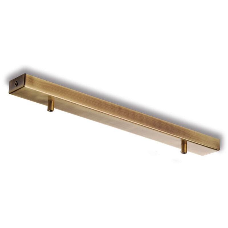 foto del prodotto binario rettangolare multicavo 2 luci in ferro bronzato 50 cm