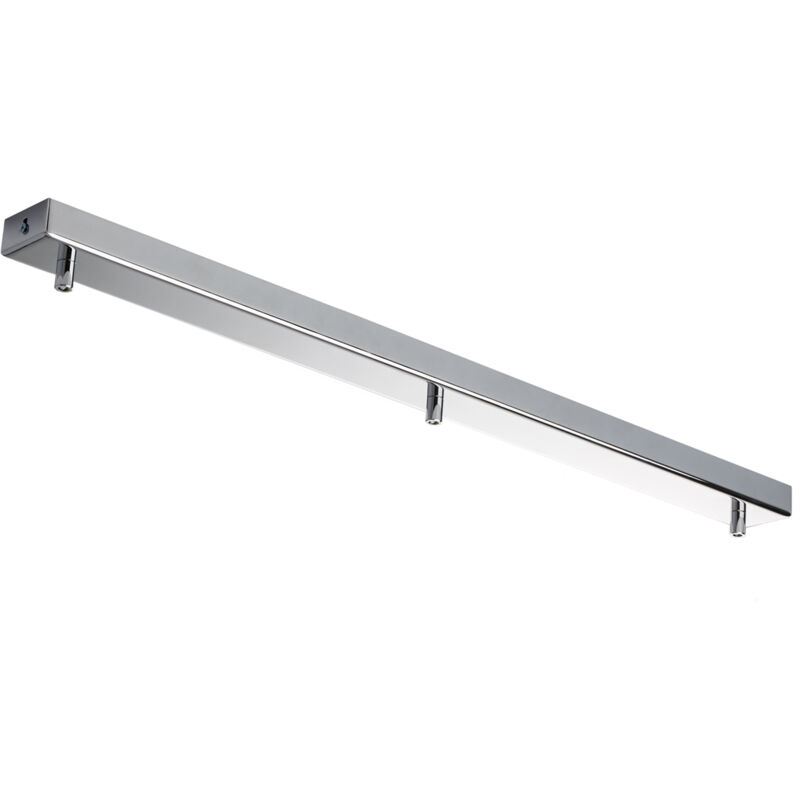 foto del prodotto binario rettangolare multicavo 3 luci in ferro cromato 70 cm