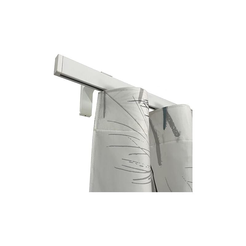 foto del prodotto binario tenda soffitto parete piatto moderno ideale anche per tenda wave completo di tappi e supporti misura 100 cm colore bianco