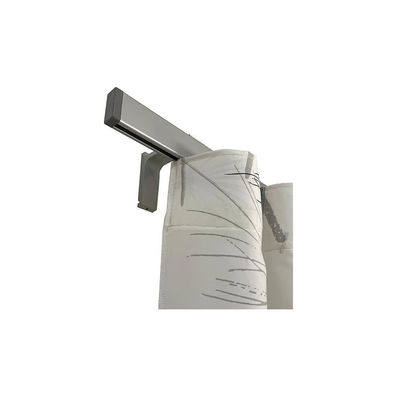 foto del prodotto binario tenda soffitto parete piatto moderno ideale anche per tenda wave completo di tappi e supporti misura 180 cm colore argento