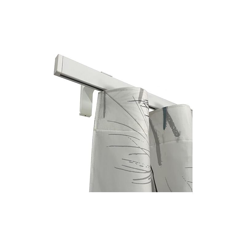 foto del prodotto binario tenda soffitto parete piatto moderno ideale anche per tenda wave completo di tappi e supporti misura 80 cm colore bianco